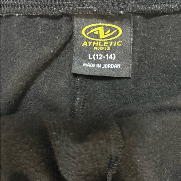 Athletic Works Black Sweatpants with Yellow Logo - Picture 2 of 3